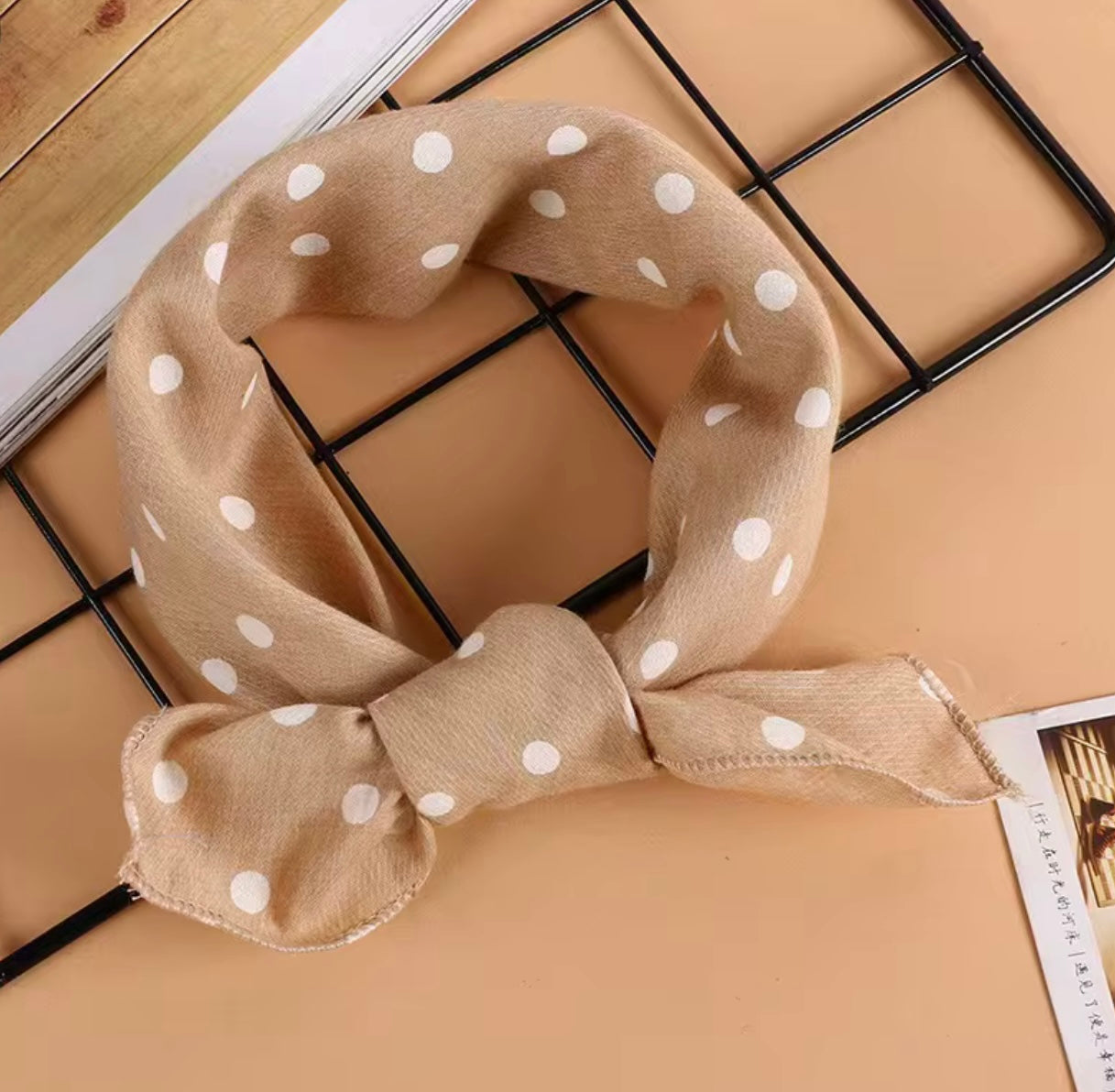 Beige Polka Dot Bandana