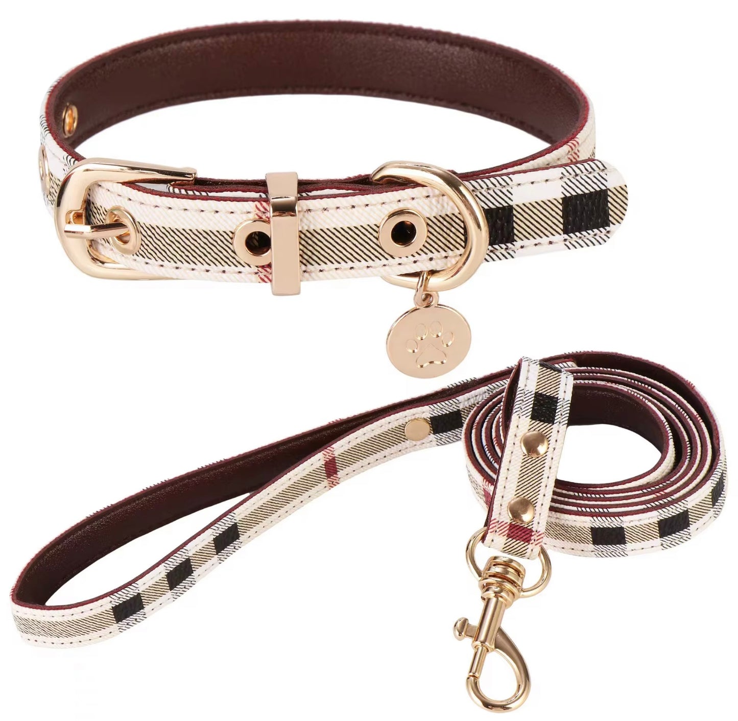 Pupberry Leash and Collar set - white
