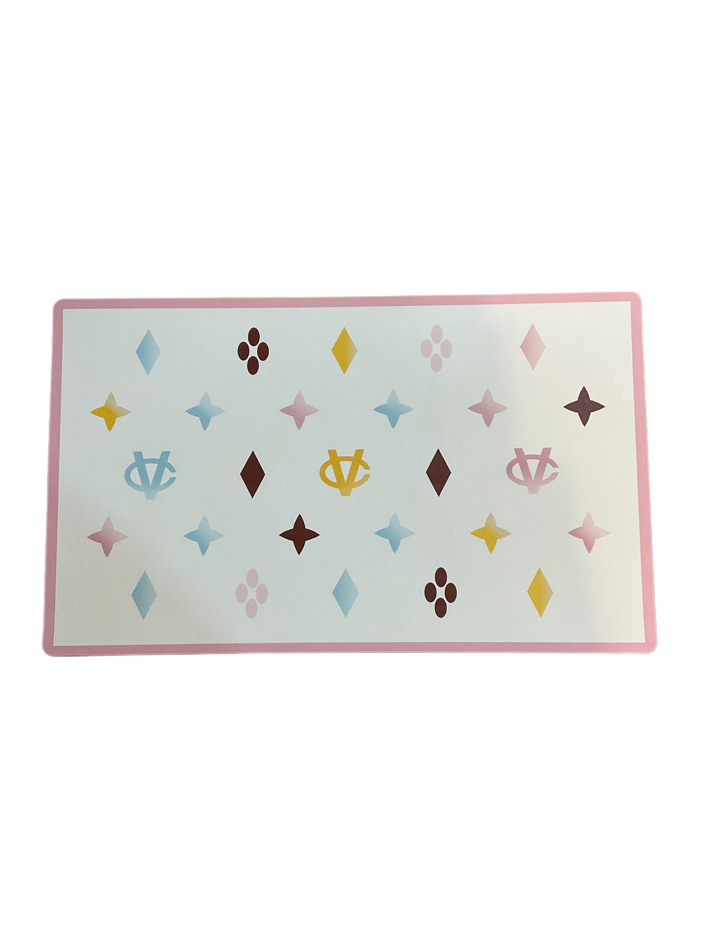 Chewy Vuiton Bowls & Mat - white